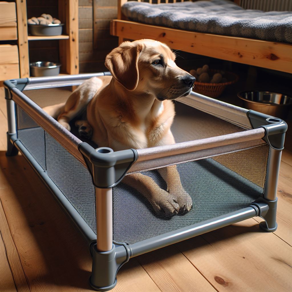 Cama elevada para perros de aluminio